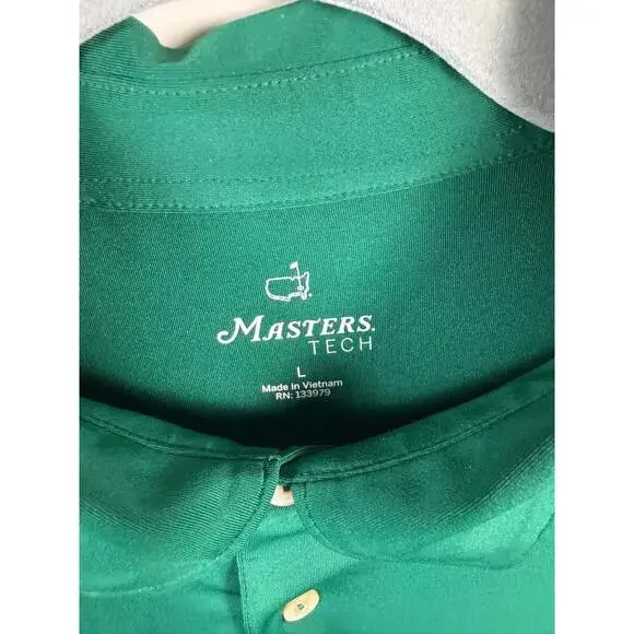 Masters Tech Polo Shirt Green Performance Golf Stretch Augusta Large - Picture 2 of 5